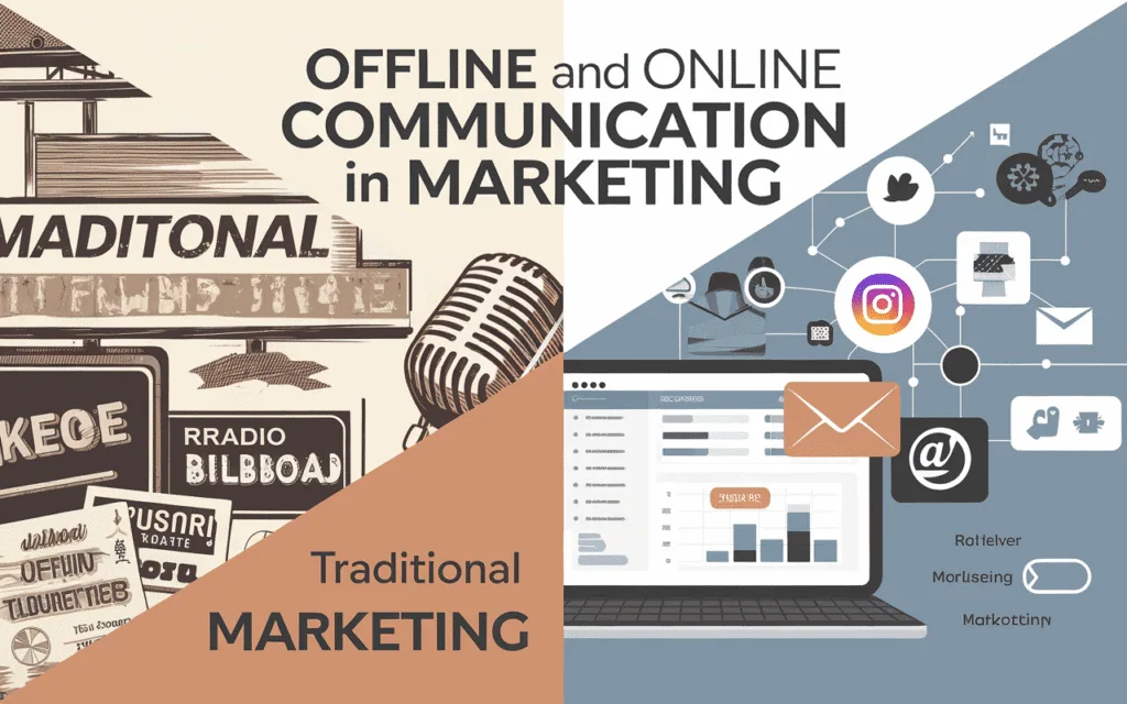 Illustration de la communication offline et online dans le marketing