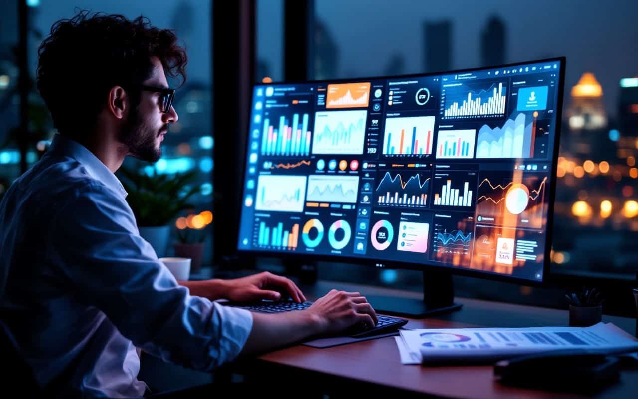 Vermarkter arbeitet an einer modernen Online-Marketingkampagne