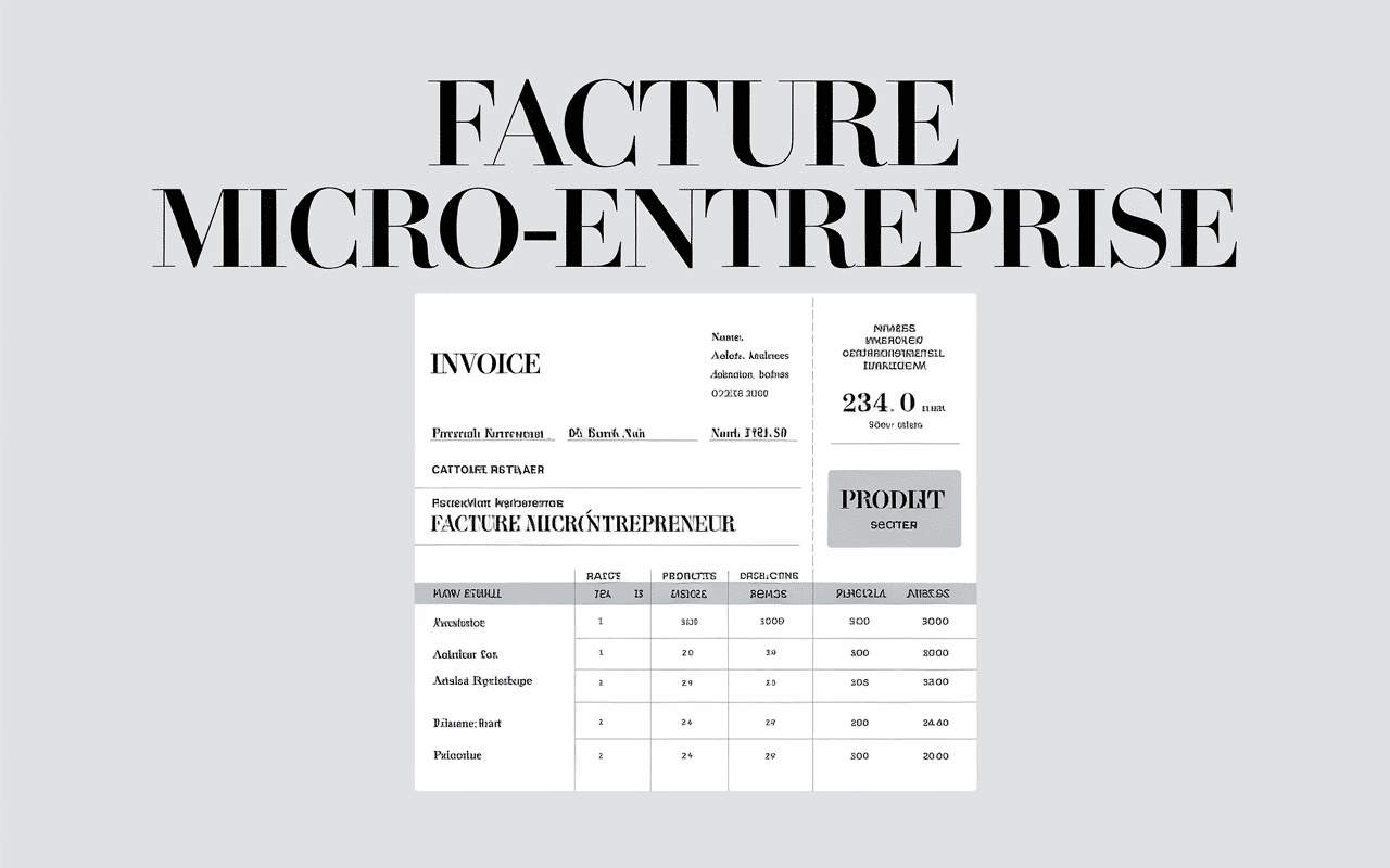 Facture micro-entreprise avec éléments clés mis en évidence