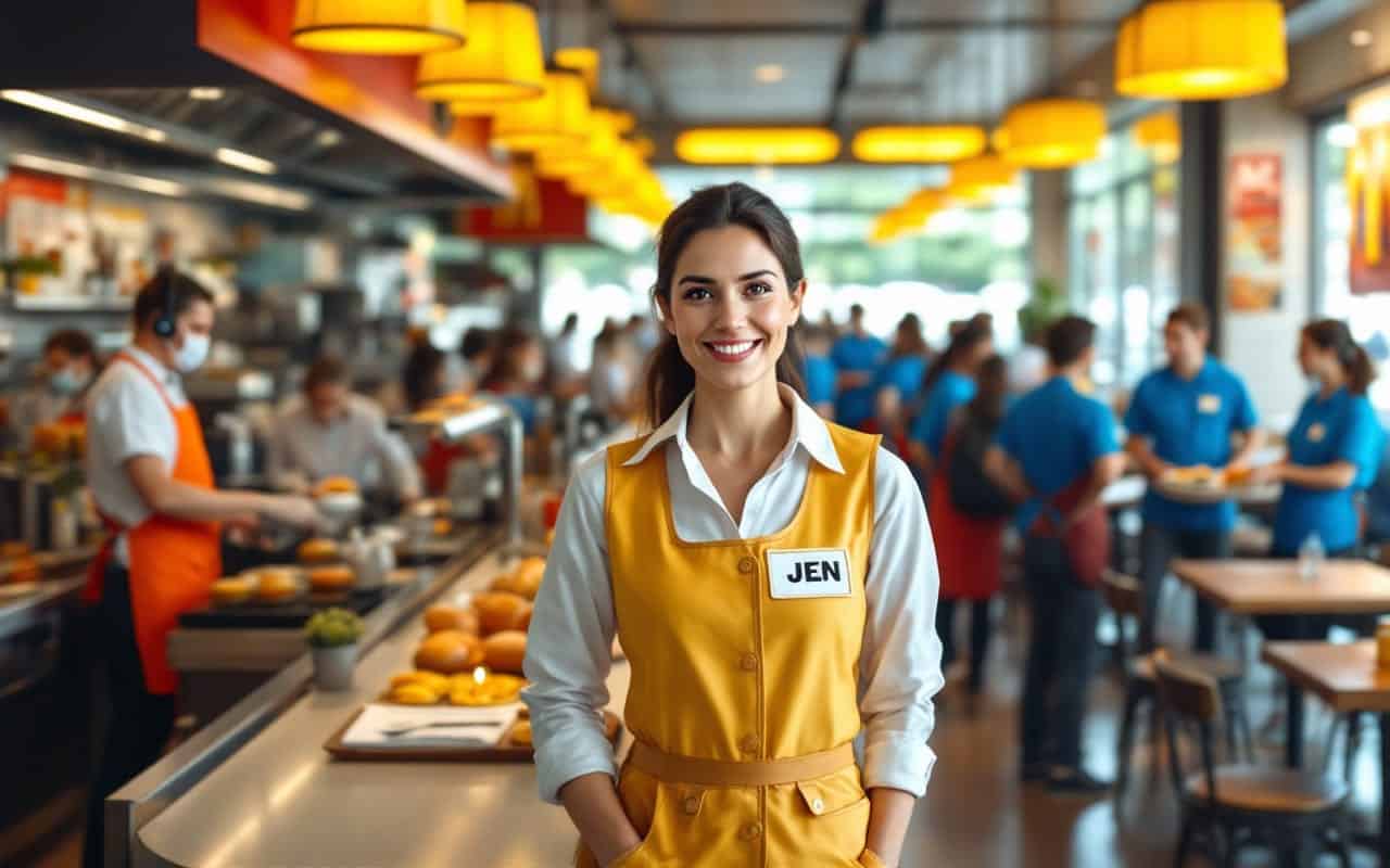 Gerente de McDonald's supervisando un equipo dinámico
