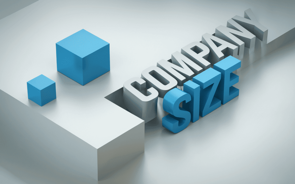 Illustration de taille d'entreprise avec cubes bleus