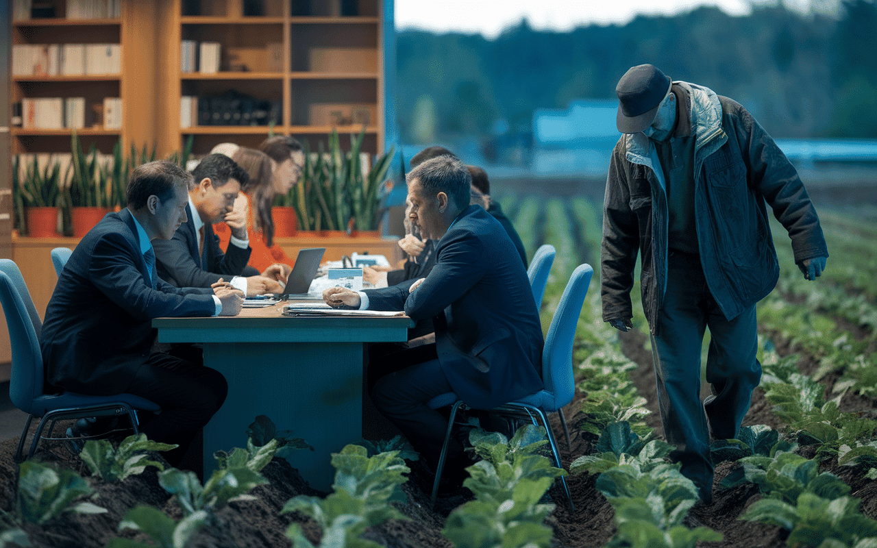 Distinction entre activités commerciales et civiles avec bureau et ferme.