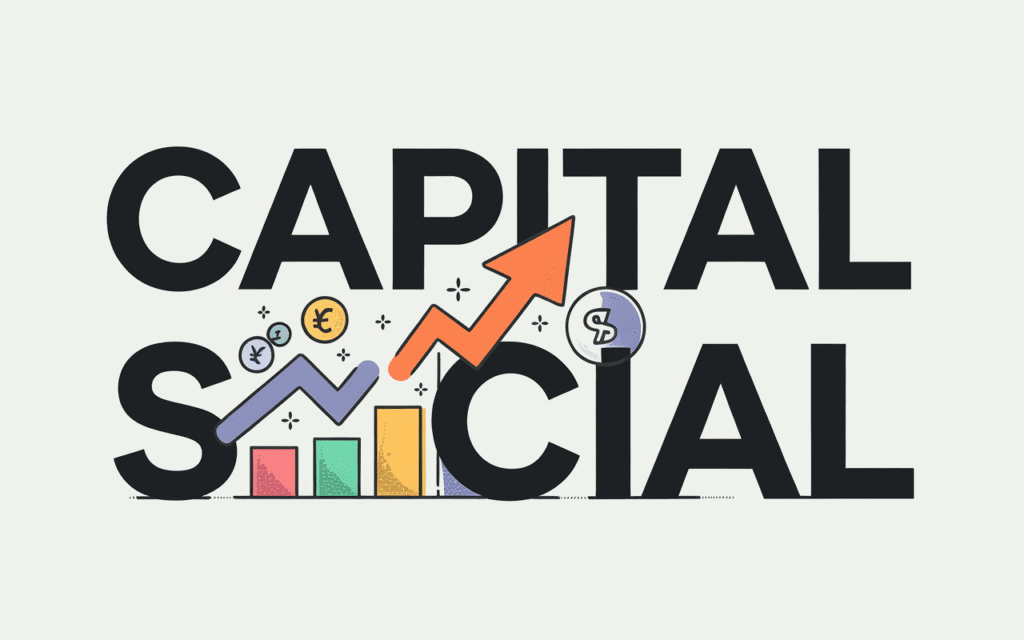 illustration représentant le concept de capital social avec des symboles financiers