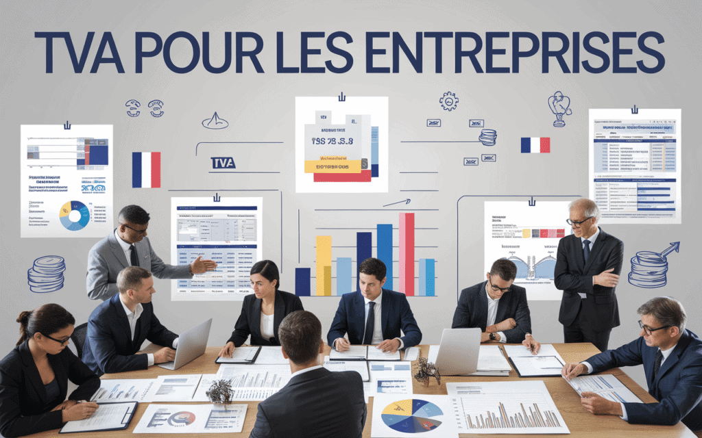 TVA pour les entreprises avec documents financiers et symboles fiscaux