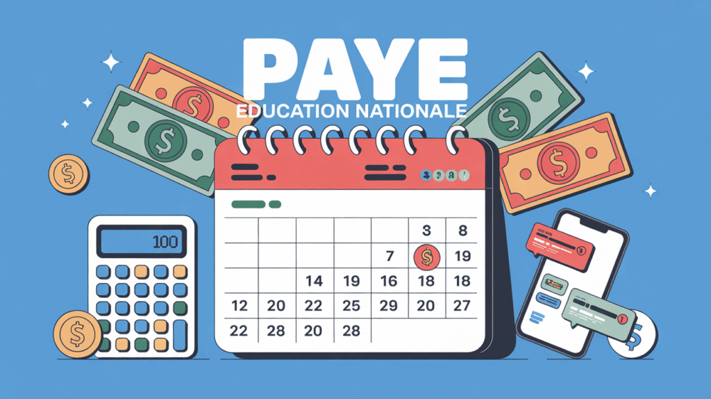 Calendrier paye éducation nationale et icônes financières