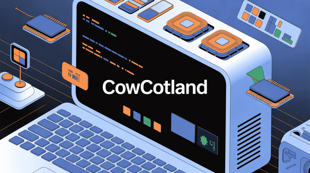 Illustration ordinateur et composants Cowcotland