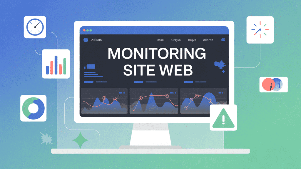 Écran affichant un site web avec monitoring en temps réel