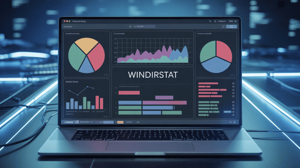 Interface WinDirStat avec graphiques