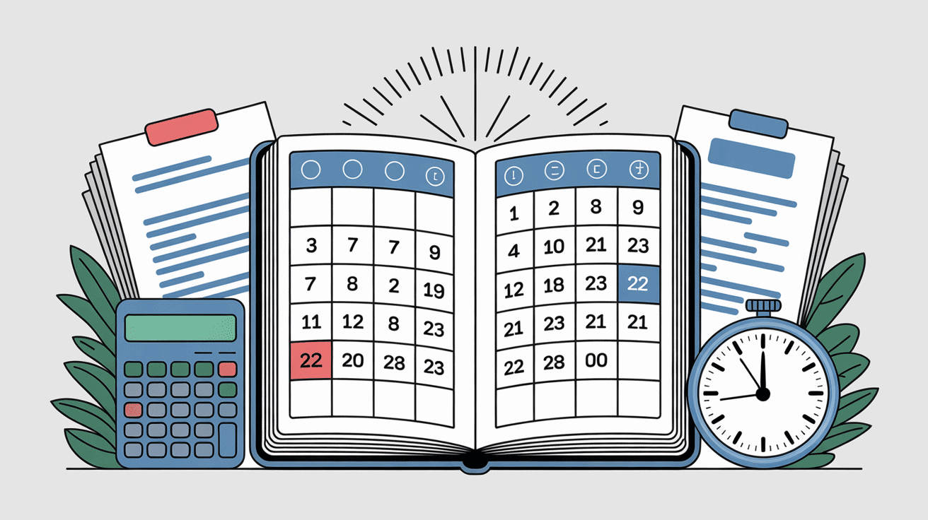 Calendrier calcul 30 jours fin de mois