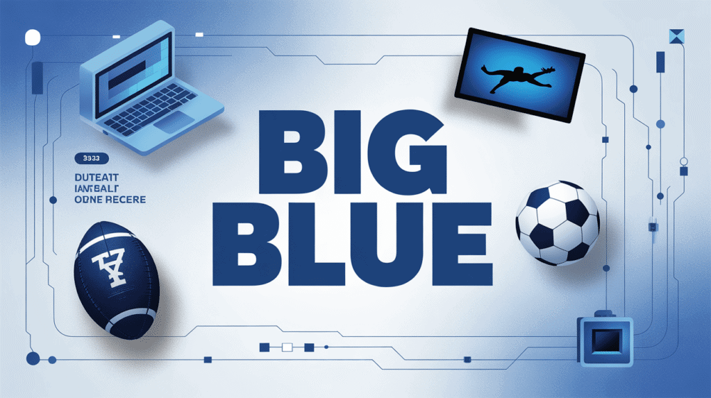 graphique big blue avec symboles tech sport plongée
