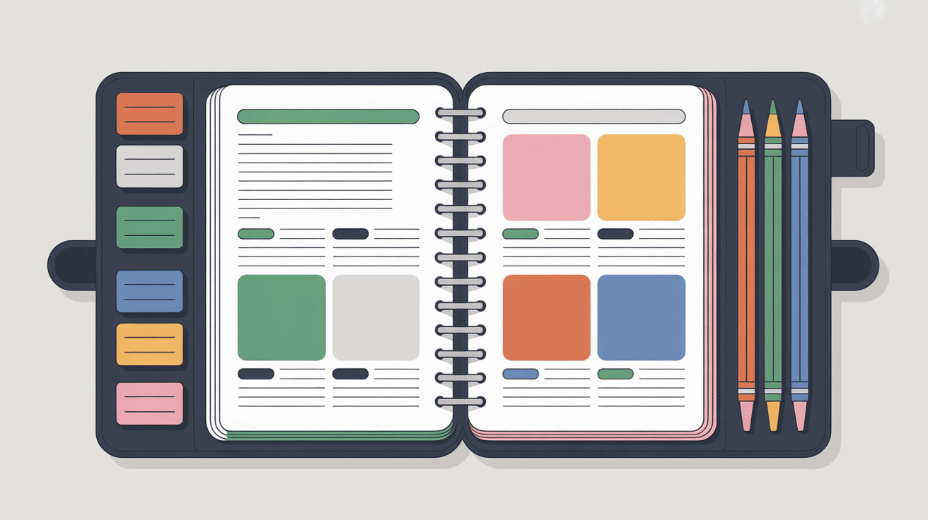 Pages organisees cahier de prepa avec couleurs