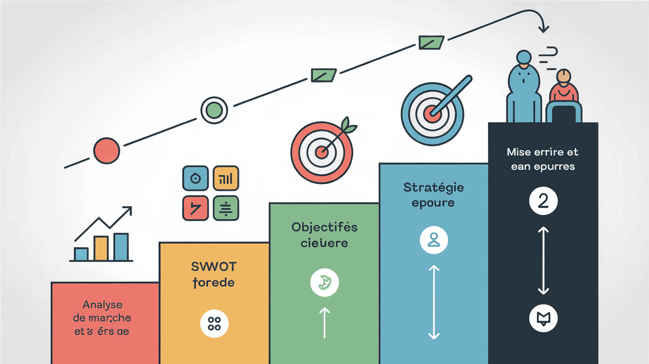 Diagramme étapes clé démarche marketing moderne