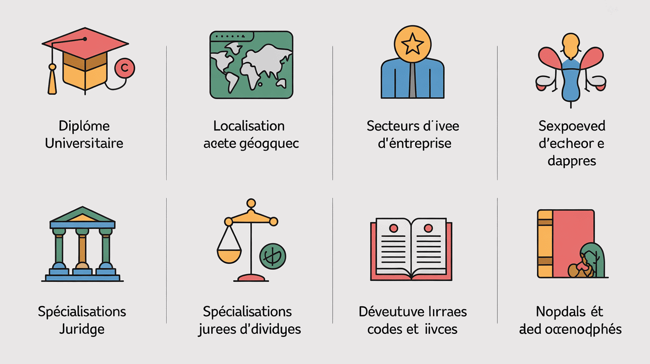 juriste salaire icônes facteurs variation
