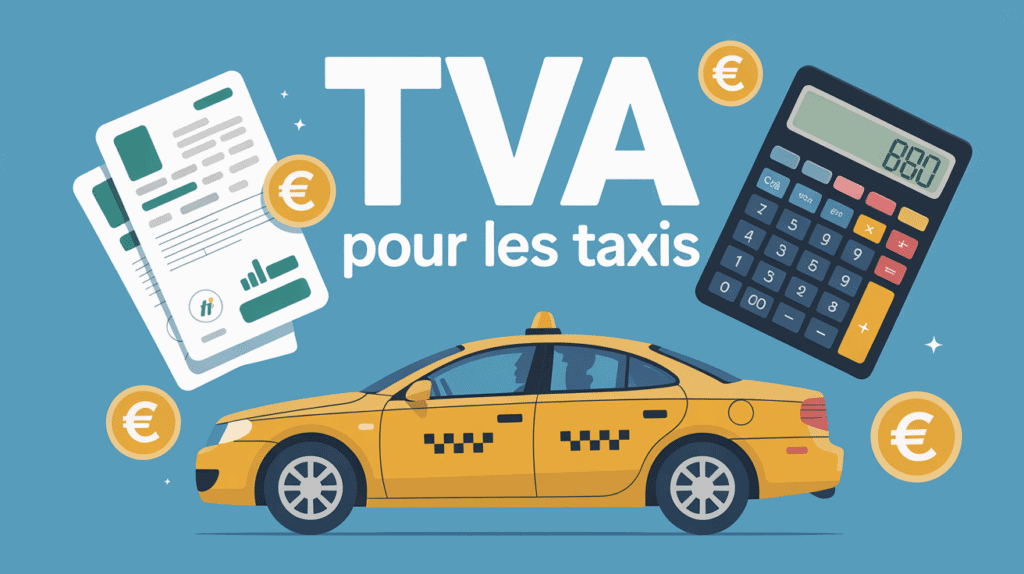 TVA pour les taxis visuel central avec taxi et documents fiscaux