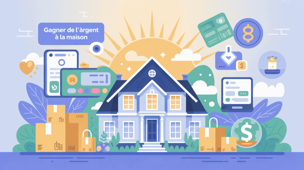 illustration moderne gagner de l'argent a la maison