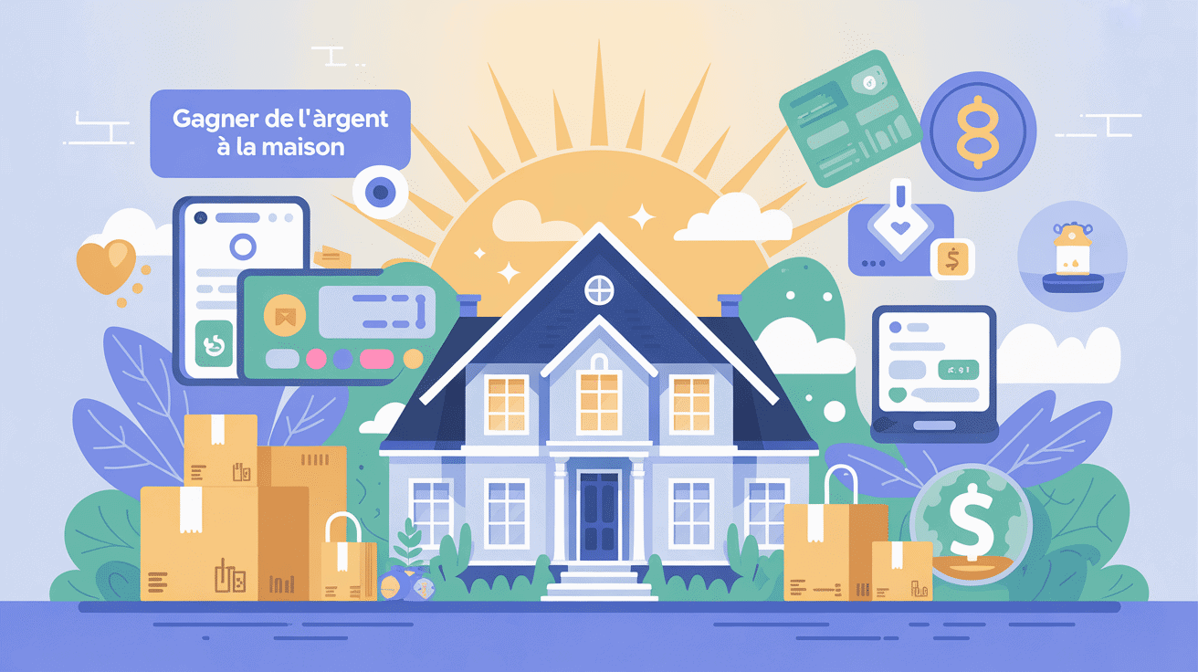 illustration moderne gagner de l'argent a la maison