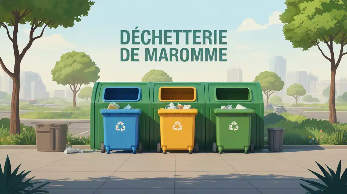 Illustration déchetterie de Maromme bennes colorées et espaces verts