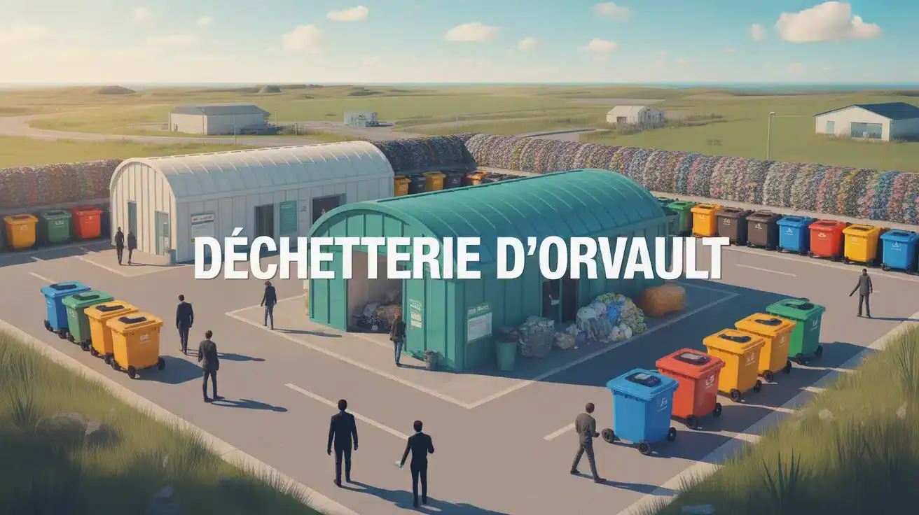 vue aérienne déchetterie d'Orvault avec bennes colorées et usagers