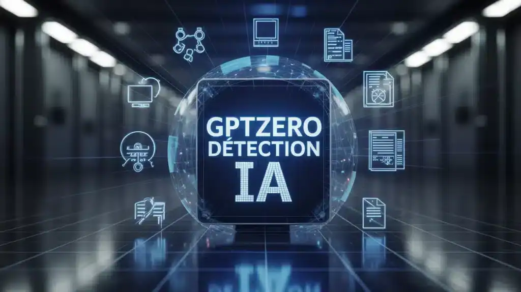 Illustration vectorielle GPTZero détection IA avec symboles technologiques