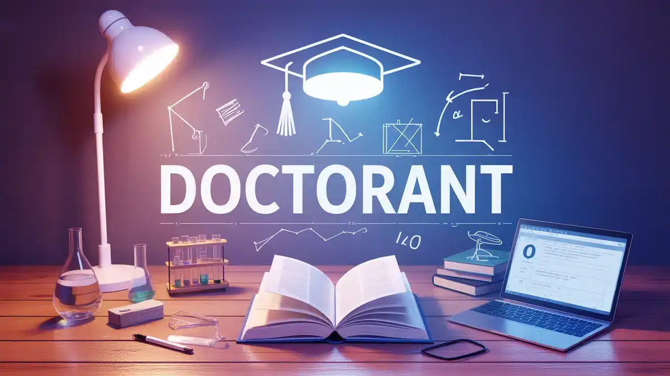 Illustration vectorielle doctorant avec livre laboratoire ordinateur