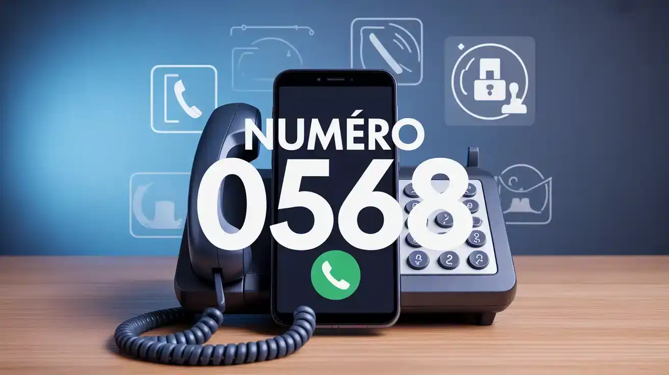 Téléphone affichant un appel entrant numéro 0568 avec icônes de blocage