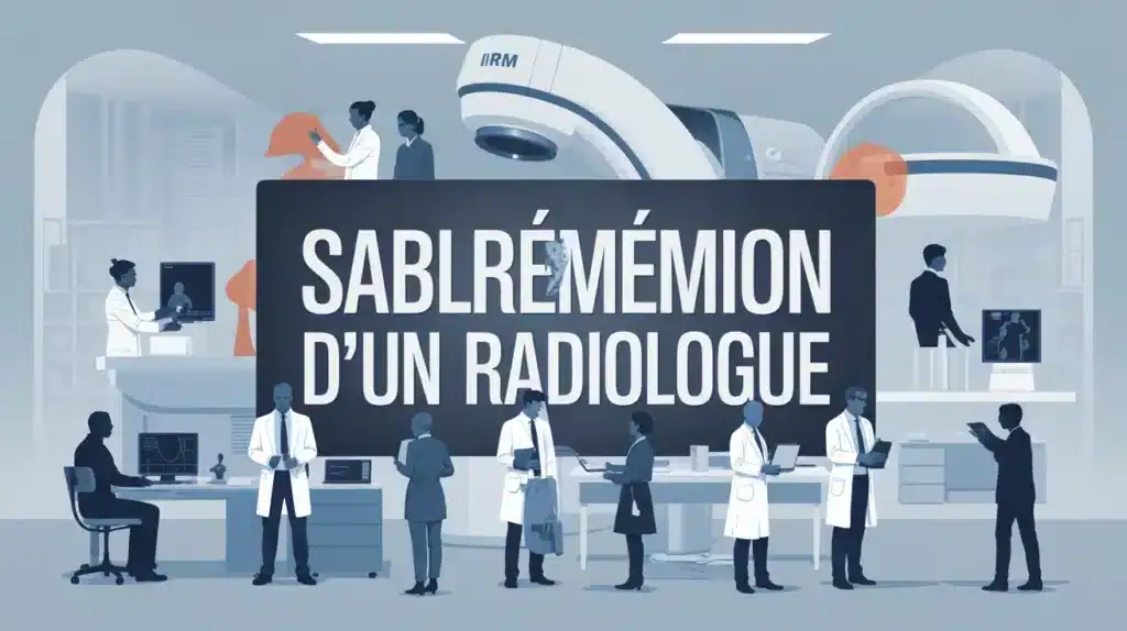 Illustration salaire d un radiologue avec silhouettes et équipements médicaux