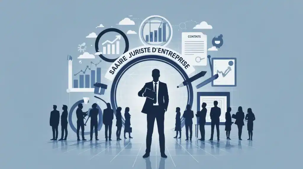 illustration salaire juriste d entreprise avec icônes contrats et graphiques