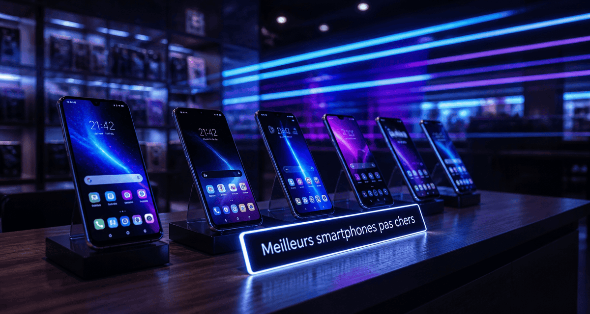meilleur smartphone pas cher exposé en boutique