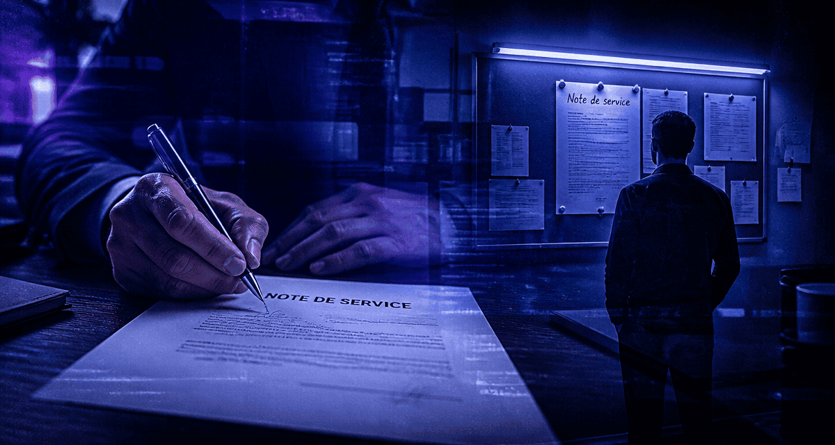 note de service exemple sur bureau et panneau d’entreprise