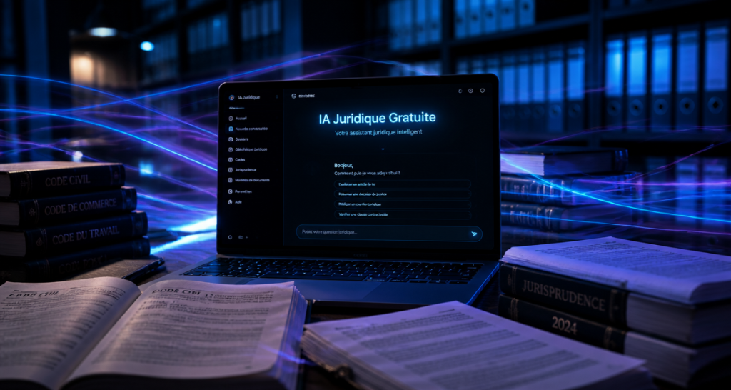 ia juridique gratuit interface chatbot moderne