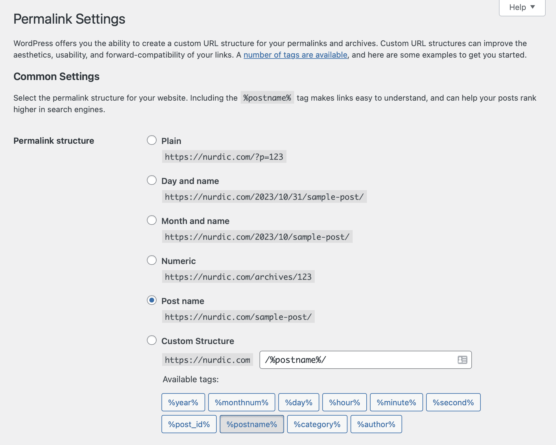Chaing the Permalinks Settings in WordPress
