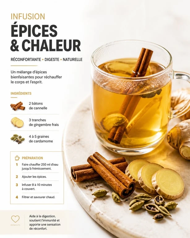 Boisson aphrodisiaque fait maison au gingembre et cannelle dans une tasse en verre