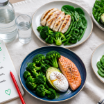 menu regime proteine 2 semaines assiette poulet saumon legumes