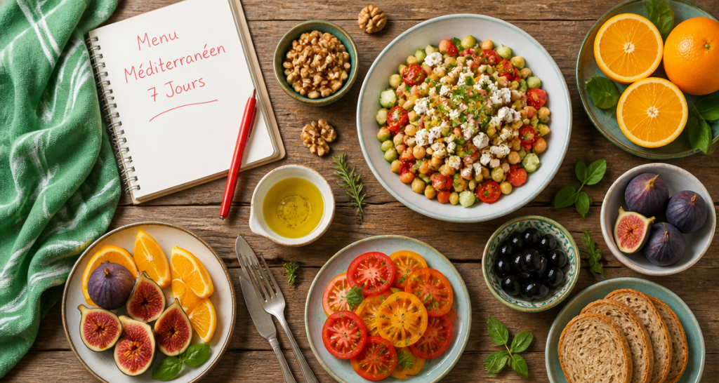 menu type regime mediterraneen plats variés table