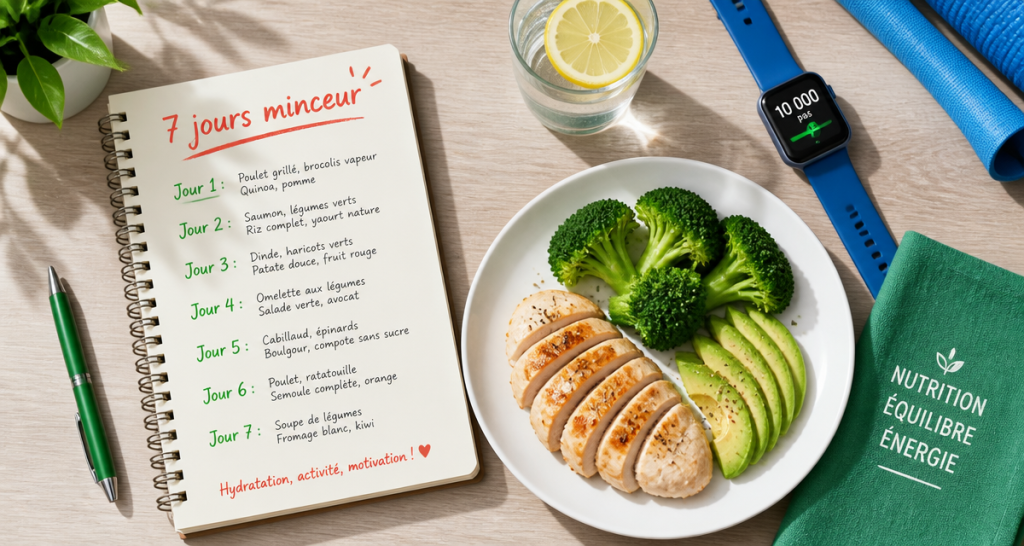 Perdre poids 1 semaine menu type assiette poulet brocolis