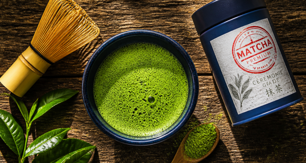 quels sont les bienfaits du matcha bol matcha premium fouet feuilles