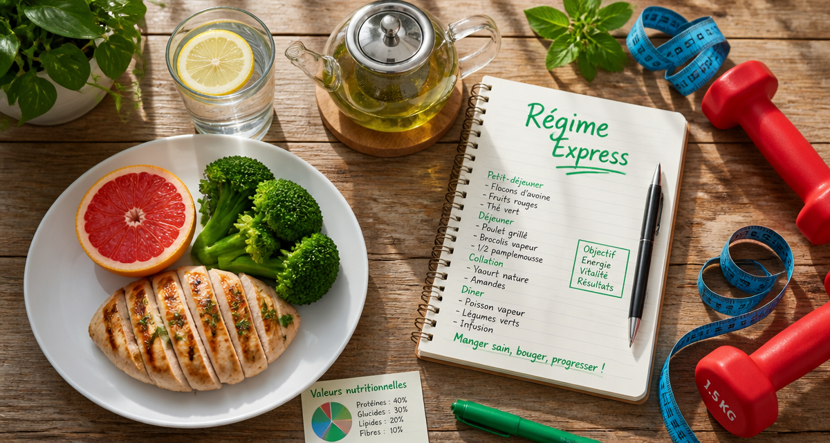 regime rapide et efficace assiette poulet brocolis pamplemousse