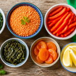 fruits et legumes riches en fer en bols