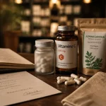 Medicament contre la fatigue : magnésium et vitamine C près d’une ordonnance