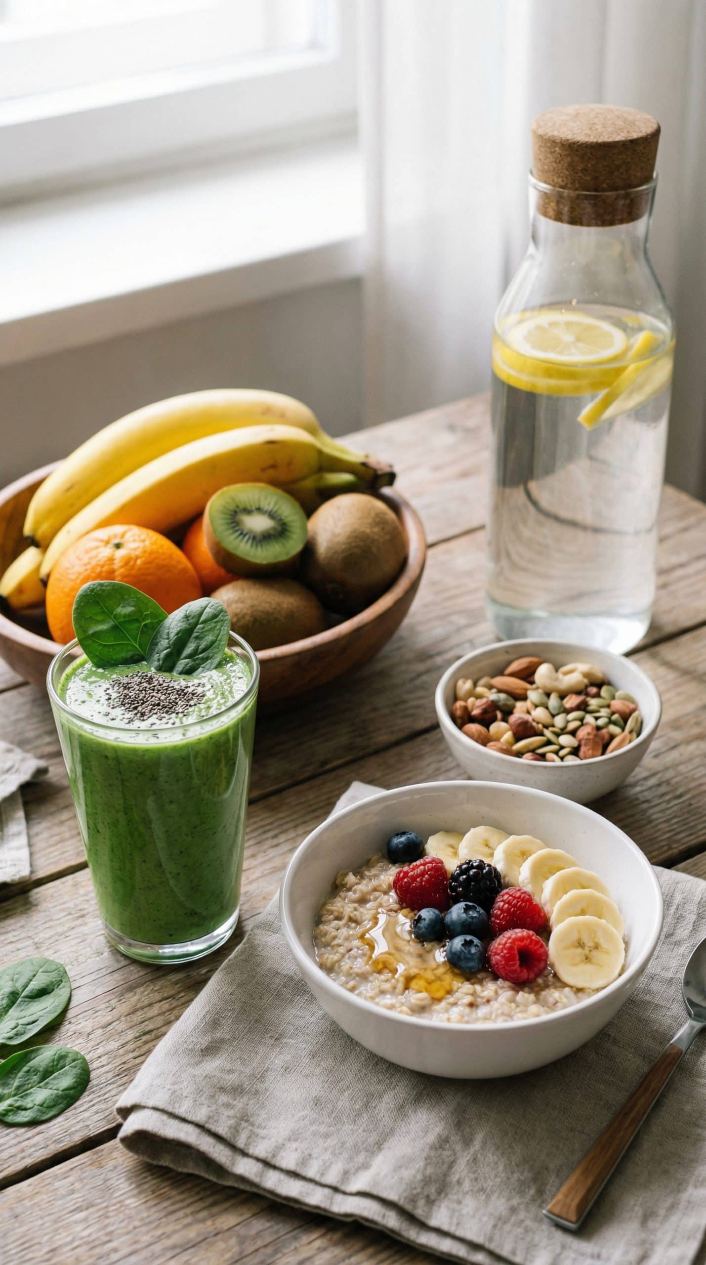 Aliments sains et smoothie pour la nutrition du cycliste