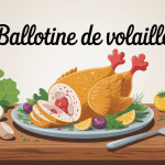 ballotine de volaille garnie découpée accompagnée d'ingrédients frais