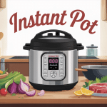 Instant Pot sur plan de travail avec ingrédients