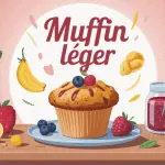 Muffin léger doré entouré d'ingrédients sains