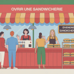 illustration sandwicherie devanture moderne 2025