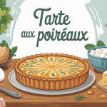 tarte poireaux dorée avec ingrédients frais
