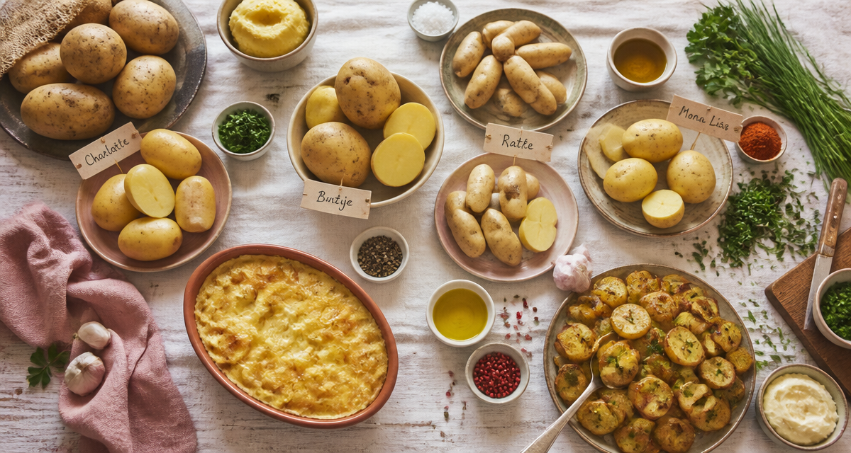 accompagnement de pommes de terre sur table rustique