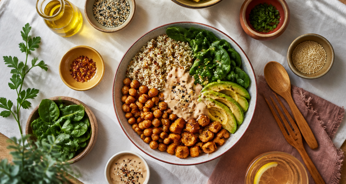 Nourriture healthy bowl quinoa avocat pois chiches