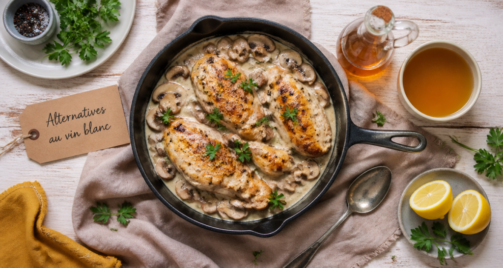 par quoi remplacer le vin blanc en cuisine poêle sauce alternatives