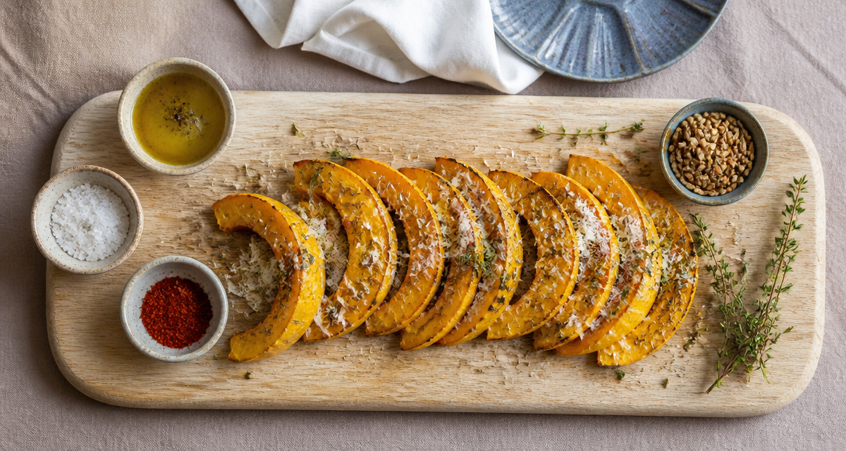 recette courge jaune rôtie parmesan et herbes