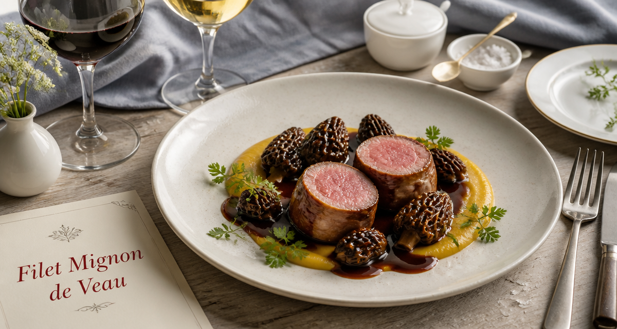 recette filet mignon de veau gastronomique morilles et purée